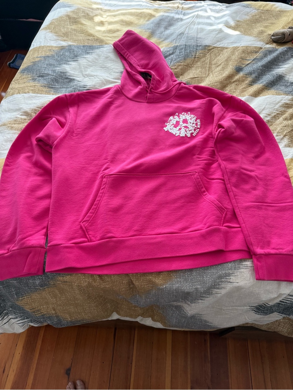 DENIM TEARS University Men’s Pink Fleece Hoodie Size XL